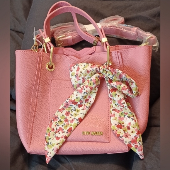 Steve Madden Pink Tote with Floral Accent - Picture 1 of 9